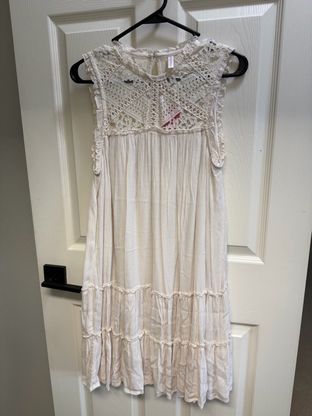 Xhilaration Cream Lace Yoke Tiered Sundress